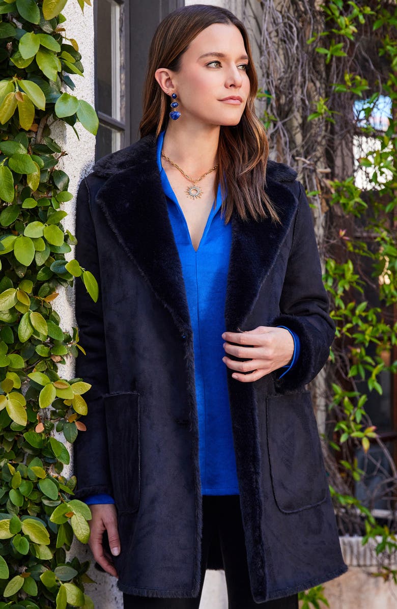 Karen Kane Faux Shearling Coat, Alternate, color, 