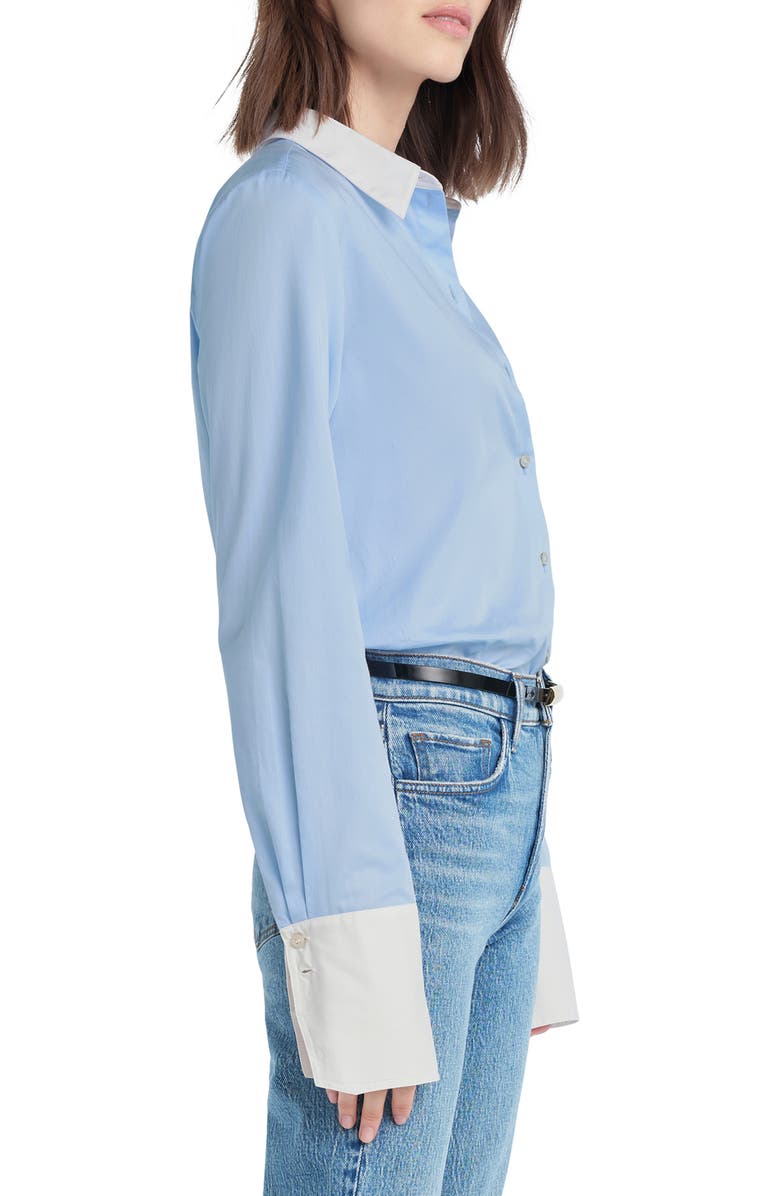 Favorite Daughter The Cuffed Statement Shirt, Alternate, color, Powder Blue/ Bright