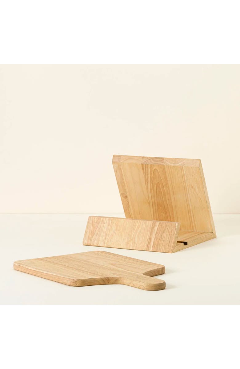 Uncommon Goods Cutting Board & Cookbook Stand by Karmic Creations, Alternate, color, Brown