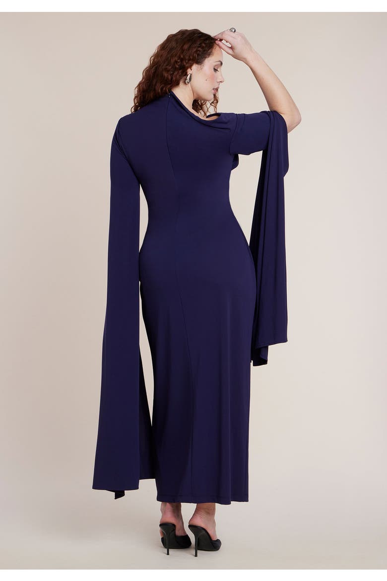 Cape Sleeve Draped Dress, Alternate, color, ECLIPSE