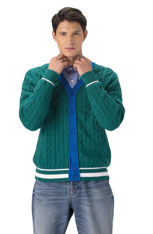 Members Only Cable Knit Cardigan in Green  product