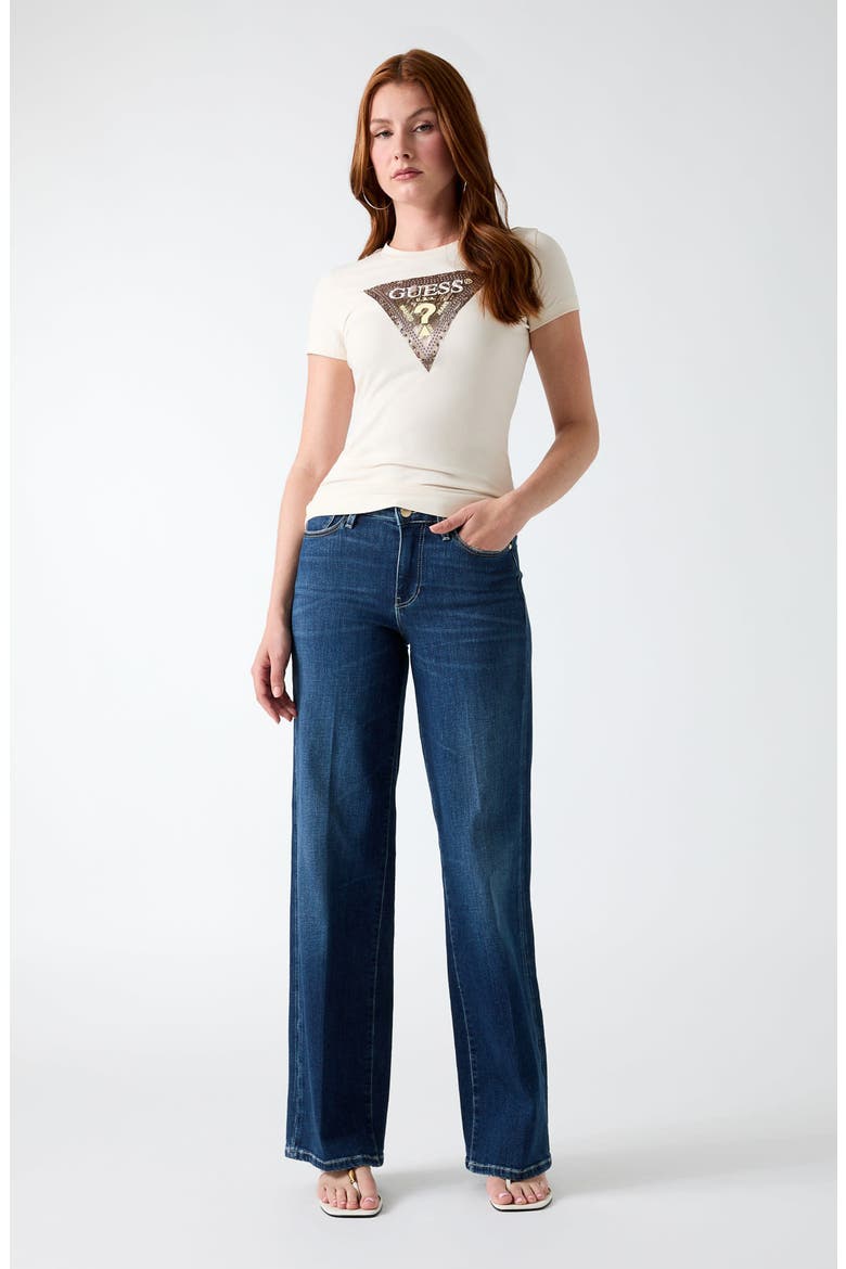 Snakeskin Print Stud Triangle T-Shirt, Alternate, color, CREAM WHITE