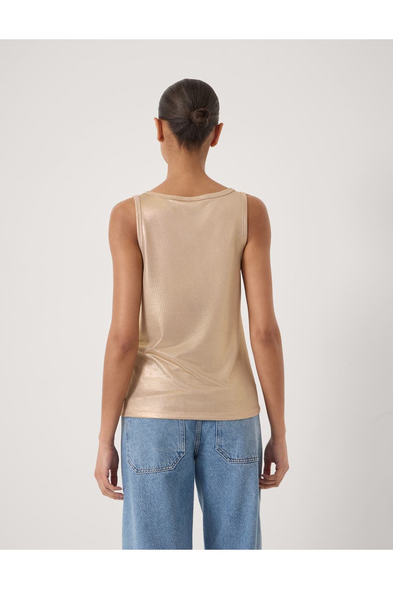 Metallic Scoop Neck Slub Vest, Alternate, color, Gold Lurex