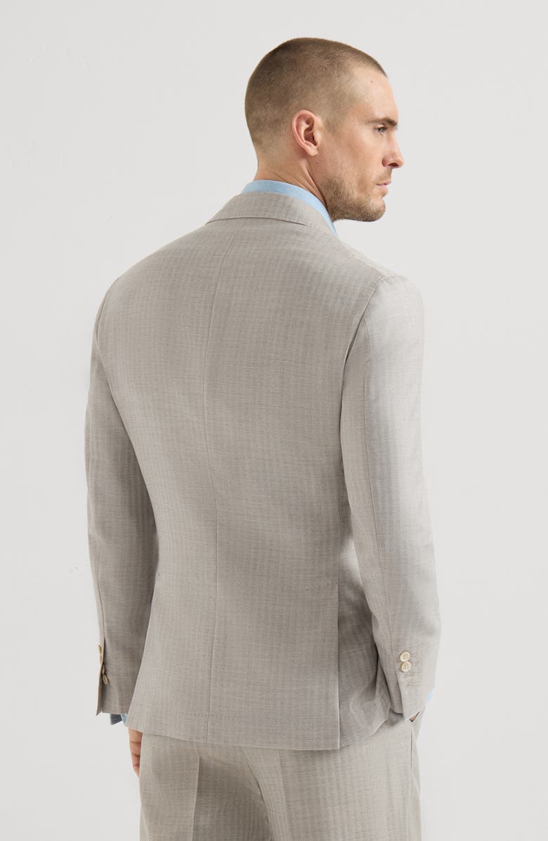 Brunello Cucinelli Chevron deconstructed blazer, Alternate, color, Light Grey