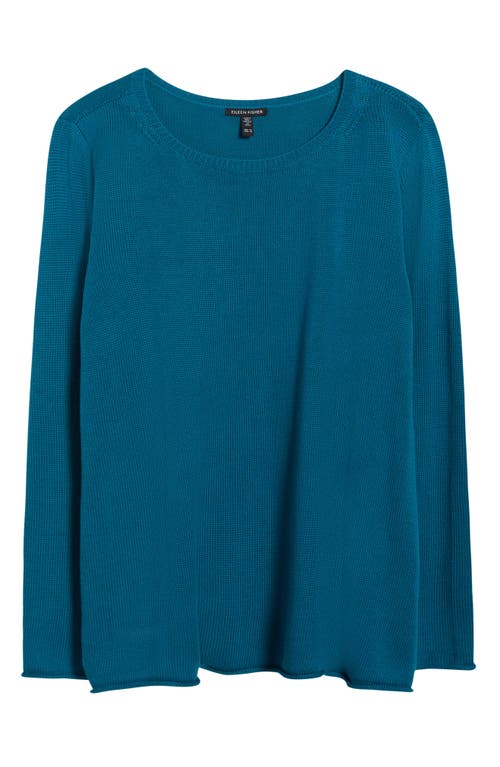 Eileen Fisher Bateau Neck Cotton Blend Sweater In Blue