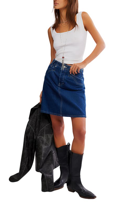 Free People X We The Free Suzy Denim Midi Skirt In Blue