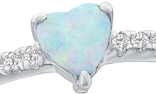 Shop Simona Sterling Silver White Opal Heart & Cubic Zirconia Ring