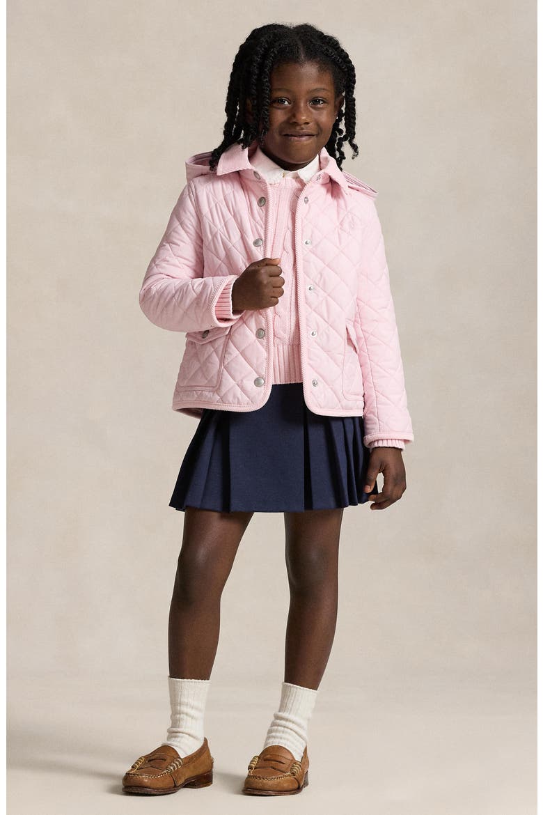 Kids' Quilted Jacket with Removable Hood, Alternate, color, PINK