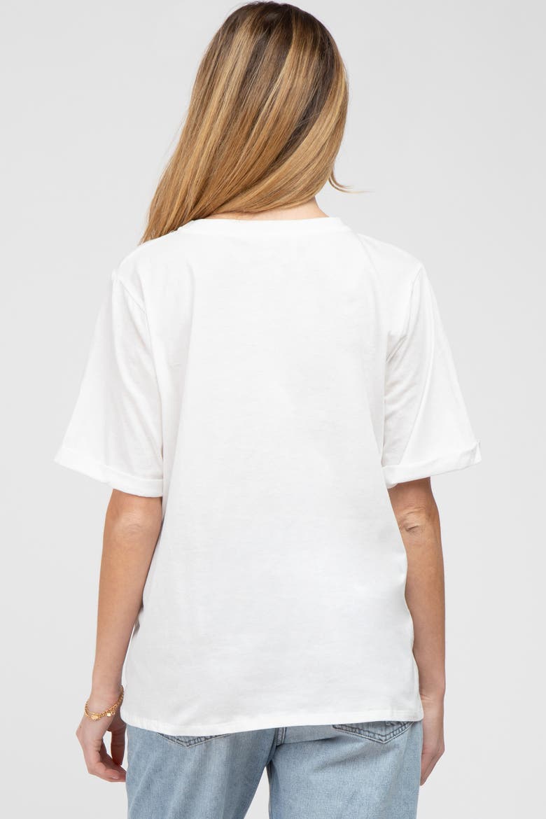 Oversized Pocket Front Short Sleeve Top, Alternate, color, White