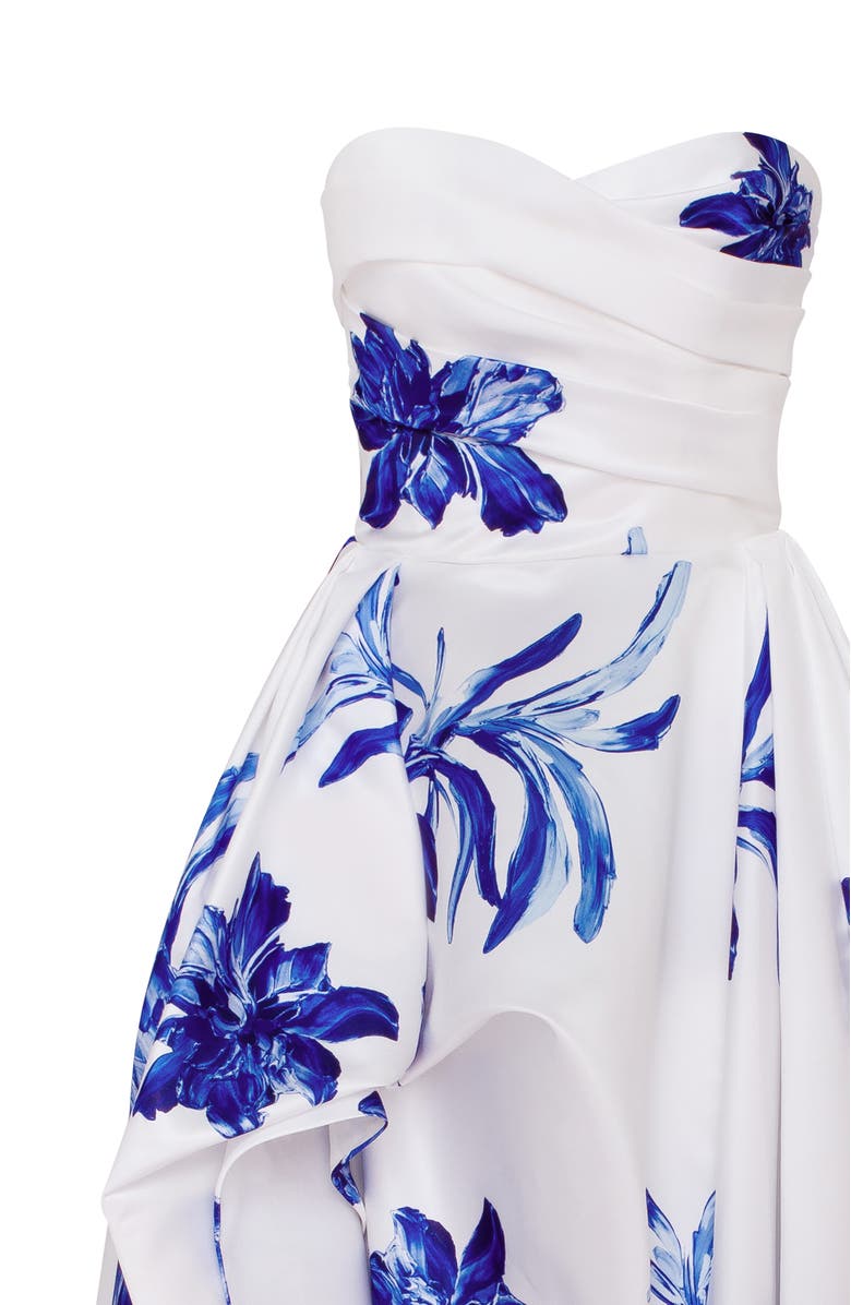 Milla Wonderful white A-line maxi dress with blue flowers, Alternate, color, White-Blue