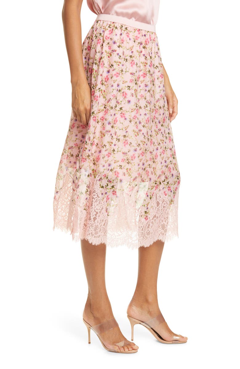 CAMI NYC The Quana Lace Trim Floral Silk Skirt, Alternate, color, 