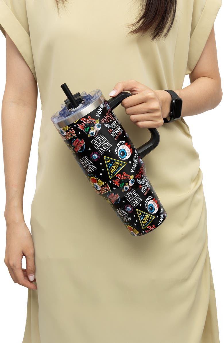 Von Dutch 40oz Double Walled Insulated Stainless Steel Tumbler, Alternate, color, Black Jax