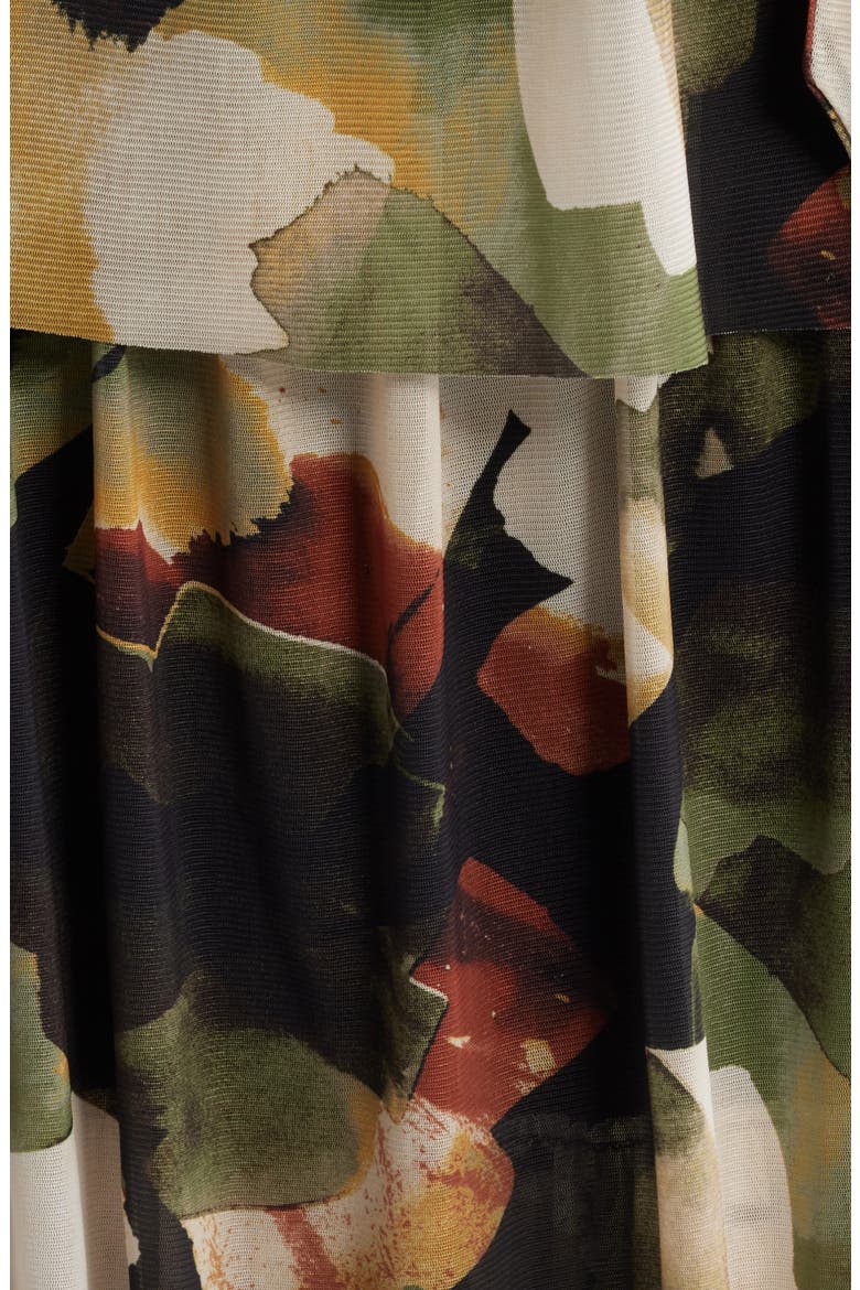 Abstract Print Mesh Midi Dress, Alternate, color, BAY LEAF MULTI