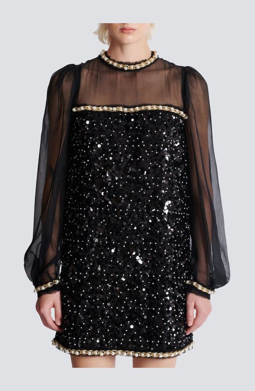 Balmain Chiffon And Beaded Sequin Dress