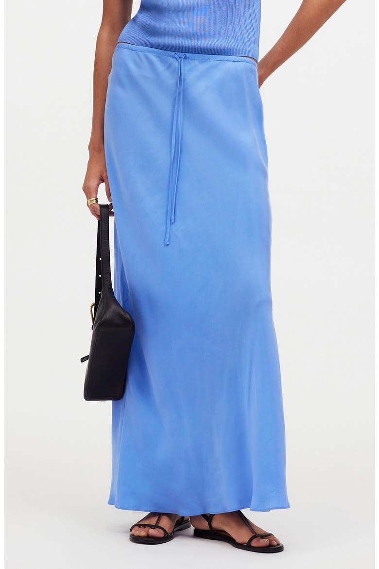 Drawstring Maxi Slip Skirt, Main, color, CELESTE
