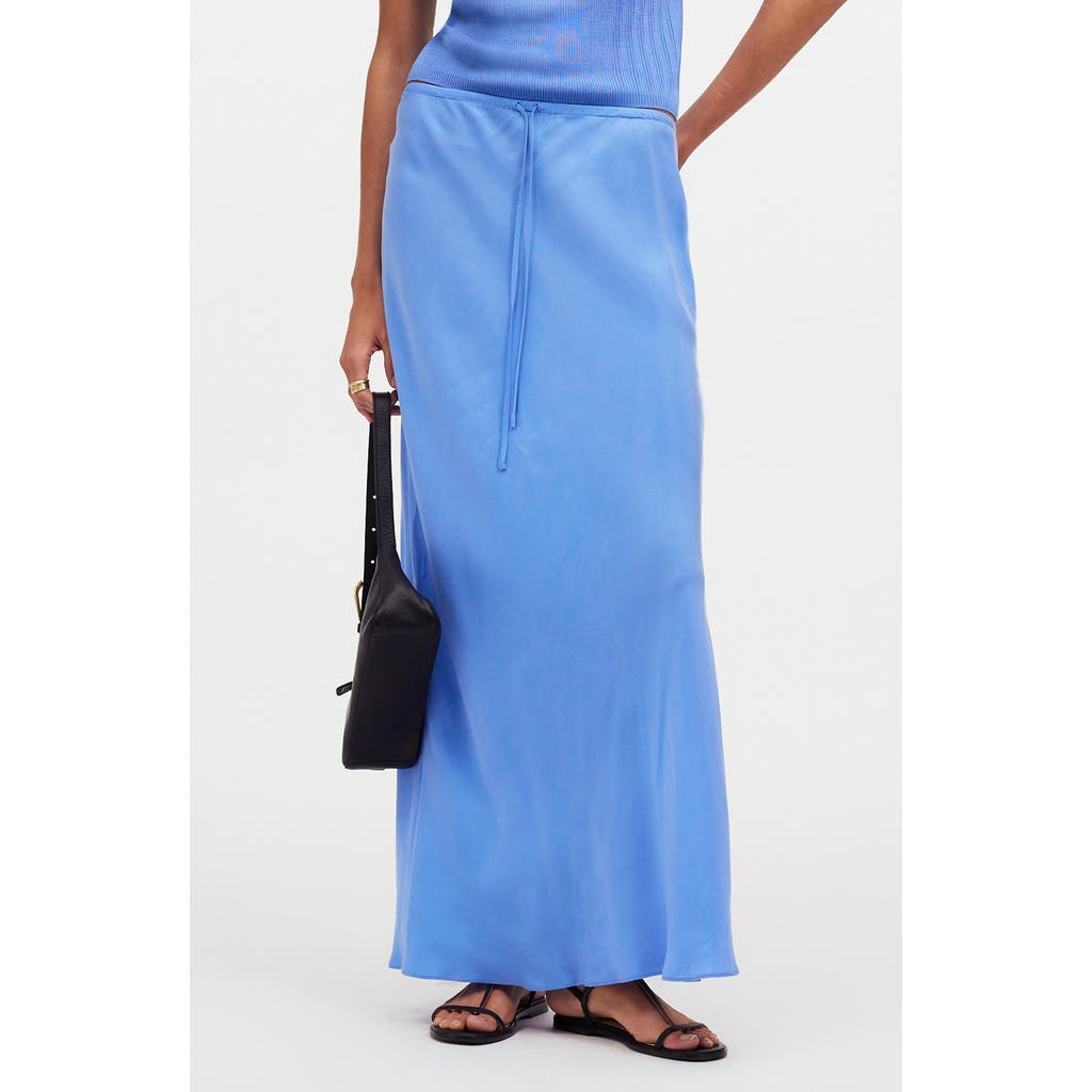 Madewell Drawstring Maxi Slip Skirt In Celeste