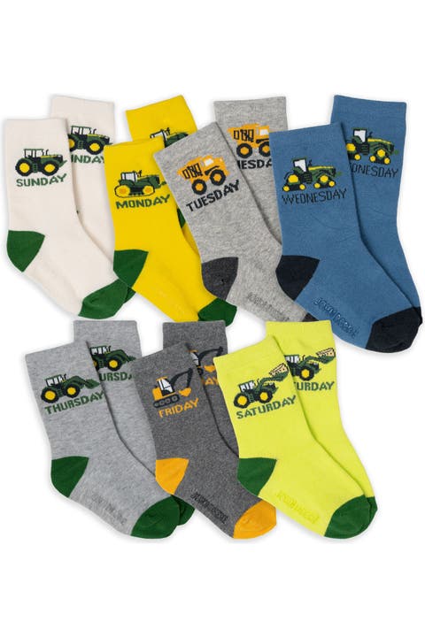 Non-Slip Grip 7-Pack Crew Socks