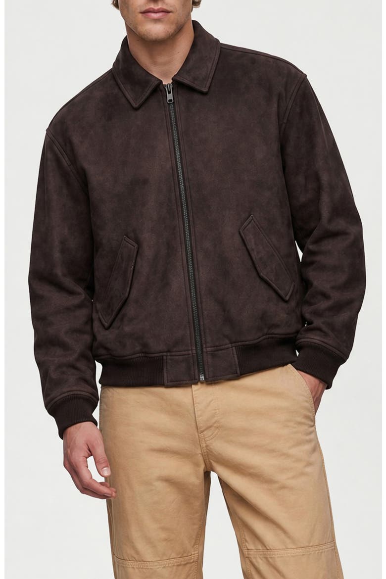 Remy Faux Suede Bomber Jacket, Alternate, color, BROWN