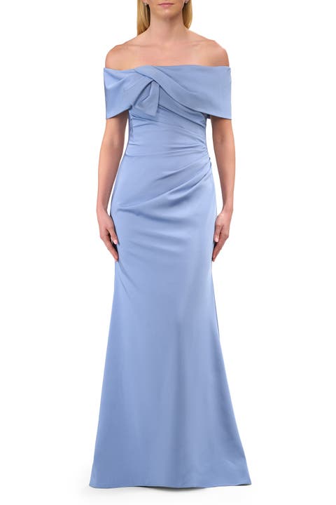 Off-the-Shoulder Gown with Draped Bow Detail