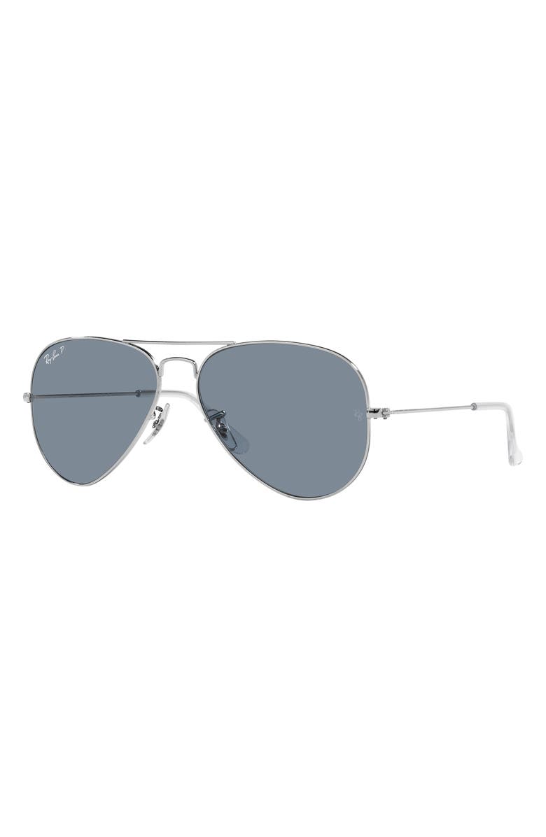 Ray-Ban Aviator 55mm Sunglasses, Alternate, color, Silver