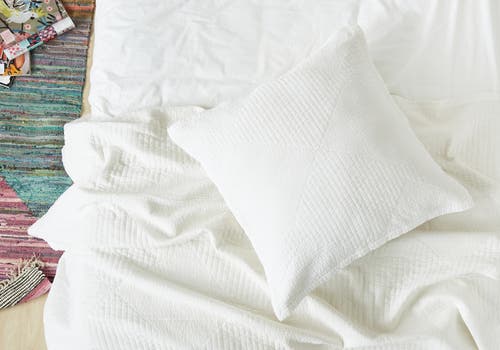 Carol & Frank Graham Diamond Pattern White 100% Cotton Euro Pillow Sham 26" X 26" In White