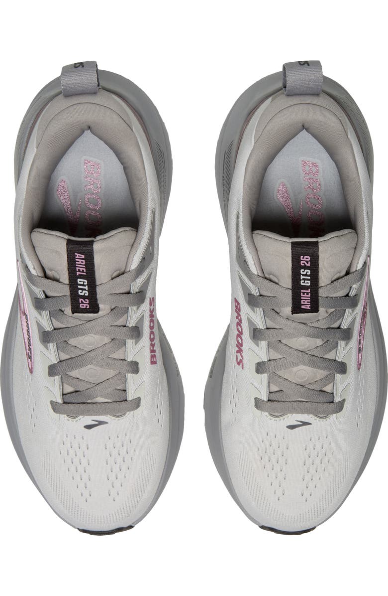 Brooks Ariel GTS 26 Running Shoe, Alternate, color, Oyster Mushroom/ Alloy/ Pink