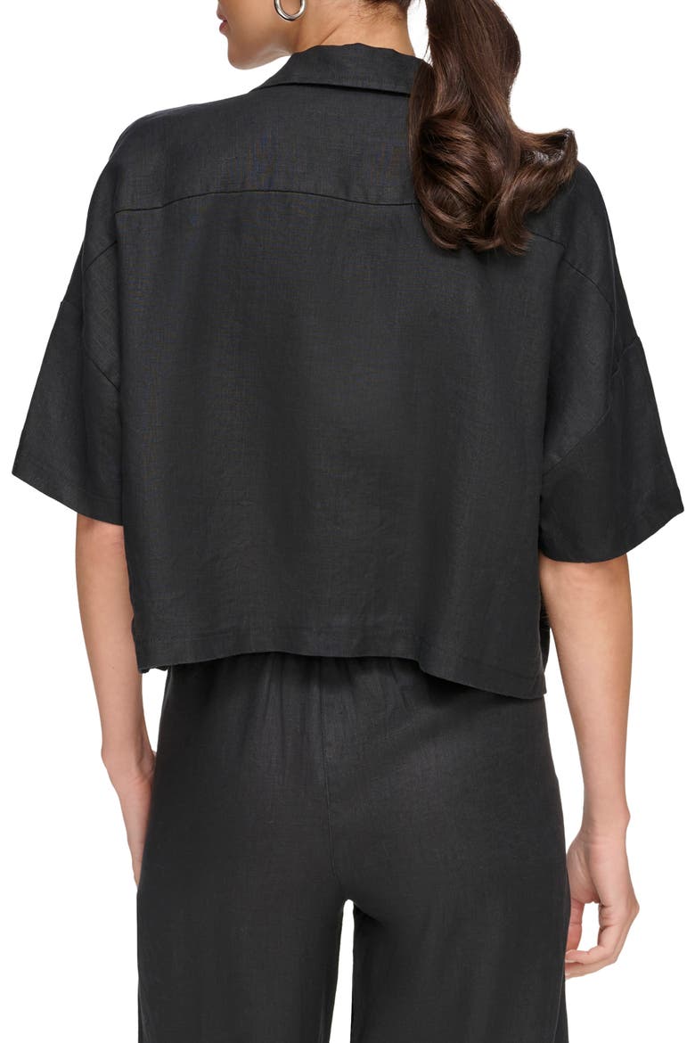 Linen Camp Shirt, Alternate, color, BLACK