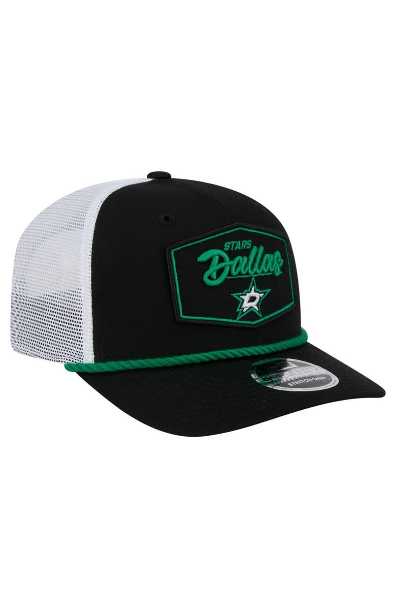 New Era Men's New Era Black/White Dallas Stars Team Patch Basic 9SEVENTY Adjustable Trucker Hat, Alternate, color, 