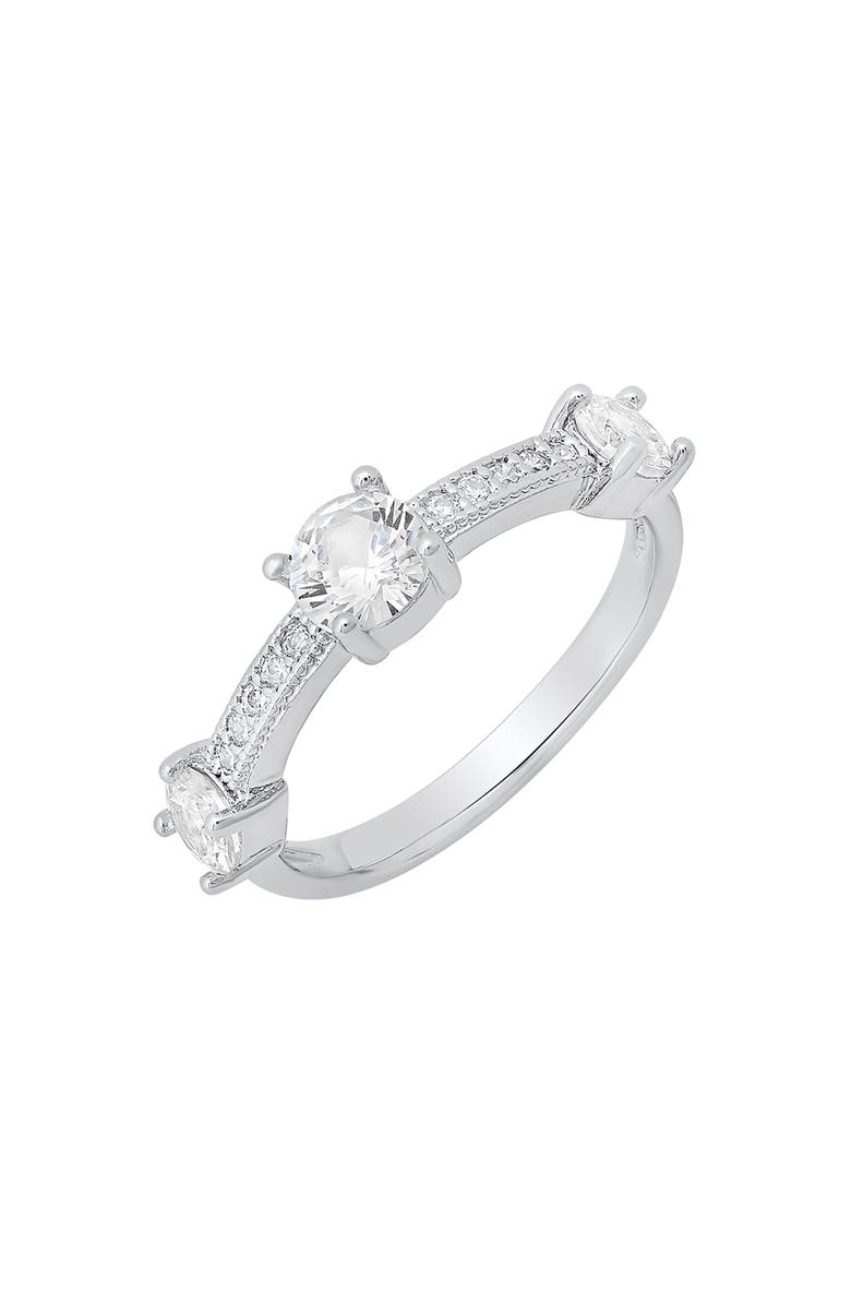 HMY JEWELRY Simulated Diamond Heart Pavé Ring, Alternate, color, Silver