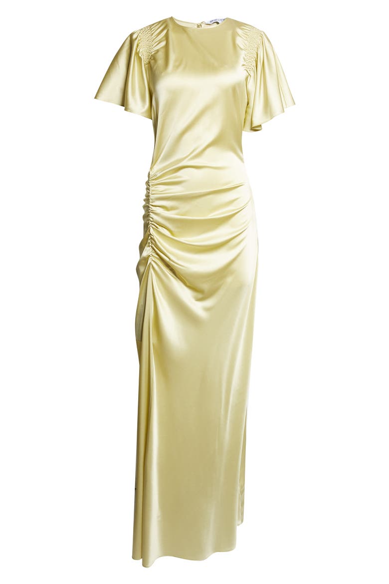 Huntleigh Side Ruched Silk Blend Gown, Alternate, color, PISTACHIO