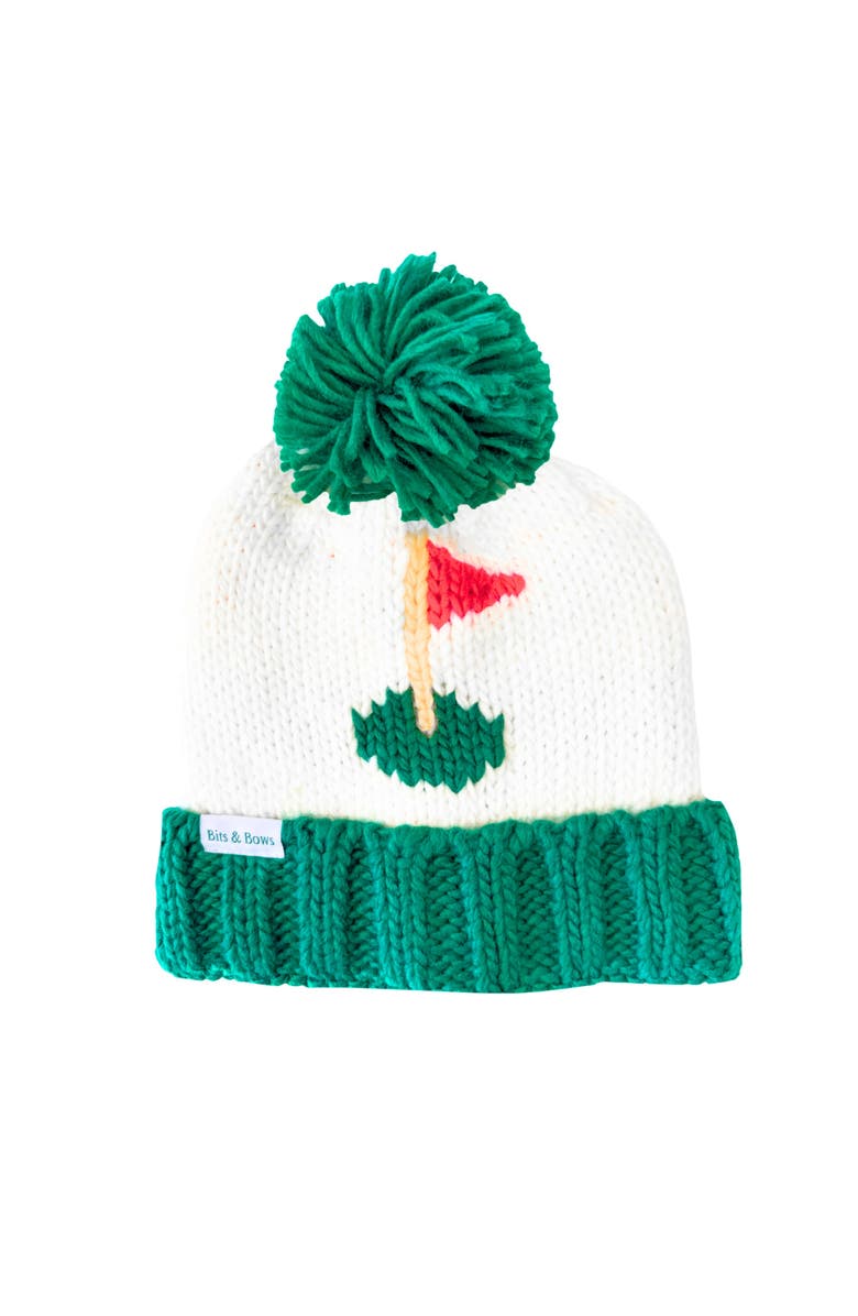 Bits & Bows Golf Flag  Bobble Hat, Green, Main, color, Green