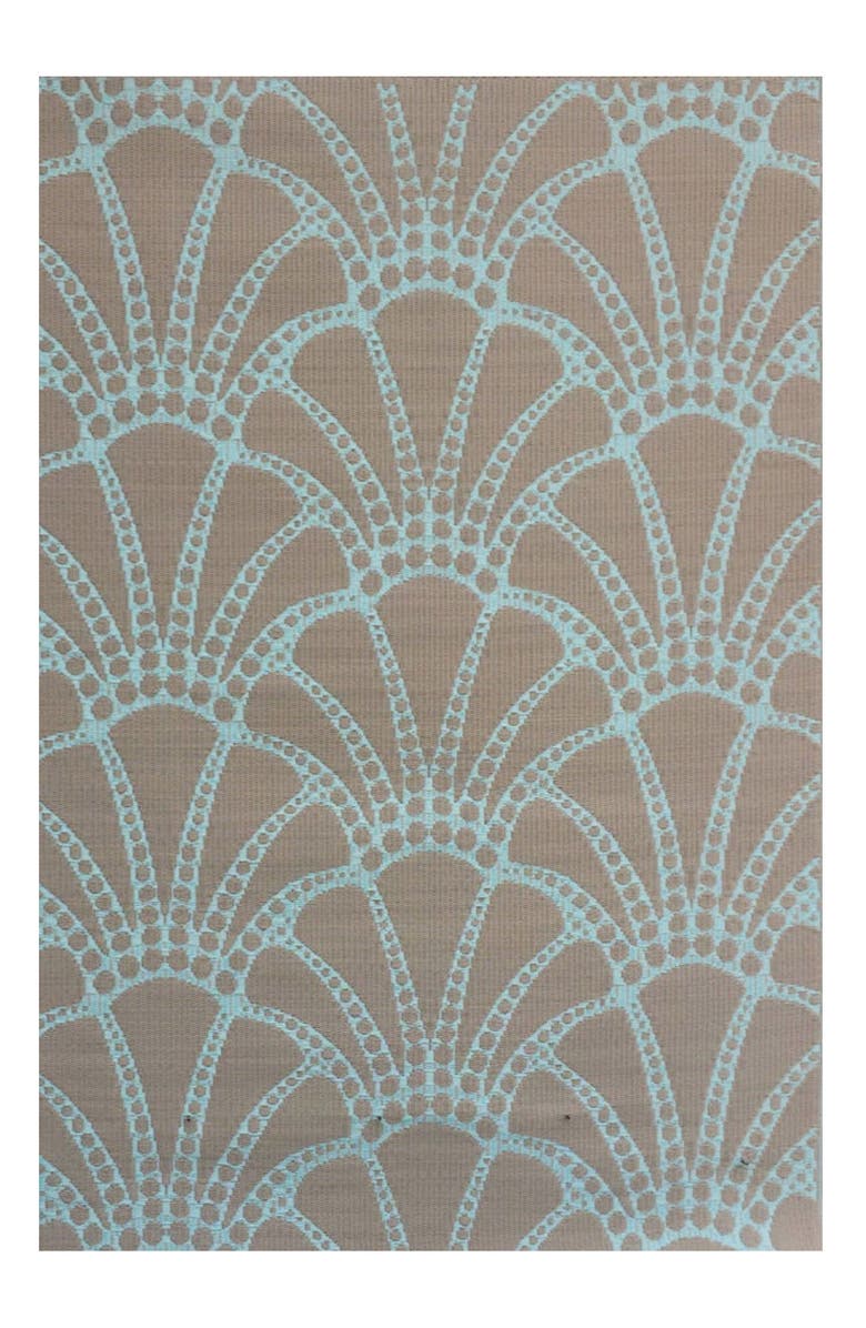 Mad Mats Scallop Cool Aqua Rug, Main, color, Aqua And White
