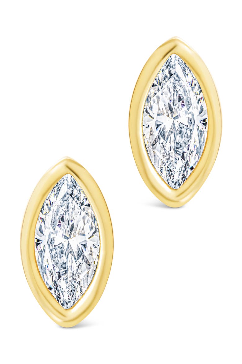 Marquise-Cut Cubic Zirconia Stud Earrings, Alternate, color, GOLD