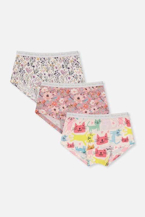 Feminine Organic Cotton Full Coverage 3-Pack Boyshort Panties