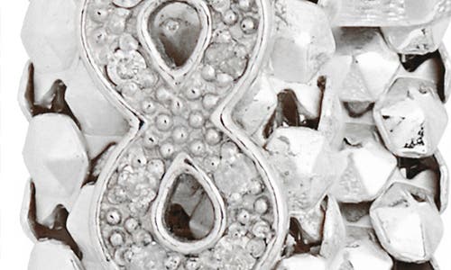 Meshmerise Diamond Infinity Woven Hoop Earrings In Silver