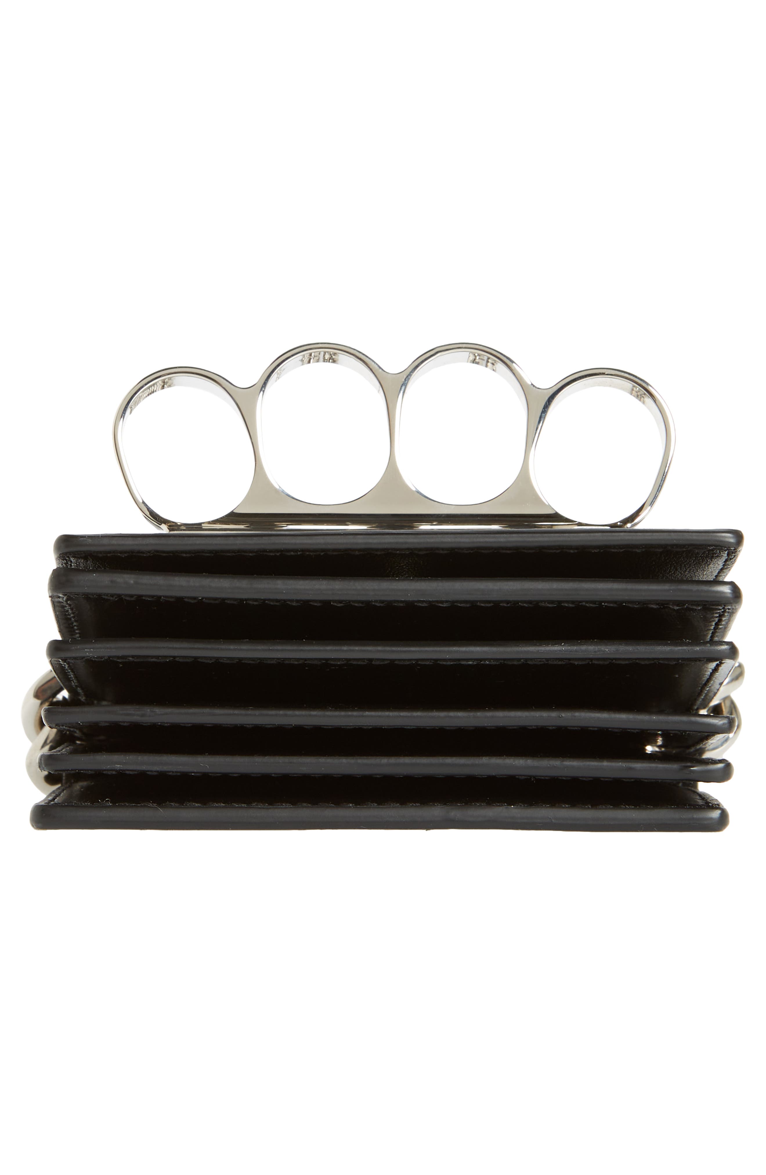 McQueen Alexander McQueen Micro The Four Ring Patent Leather Shoulder Bag, Alternate, color, 