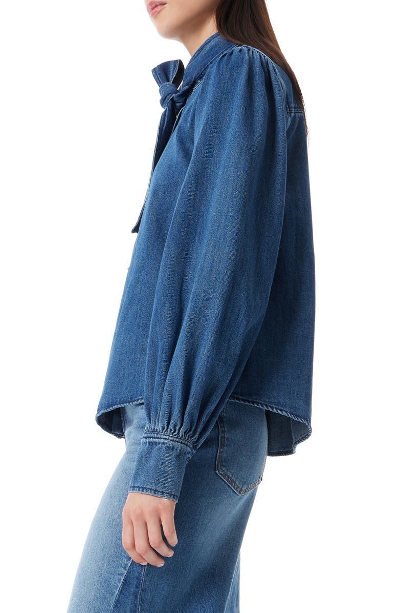 Robert Rodriguez Rosemary Tie Bow Denim Blouse, Alternate, color, Waterfall
