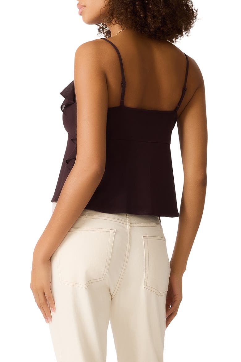 Roue Ruffle Tie Front Camisole, Alternate, color, CHOCOLATE