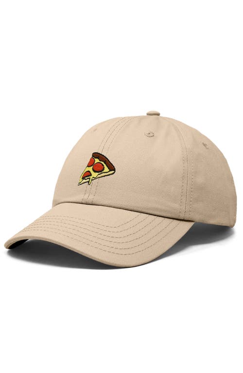 Dalix Pizza Slice Embroidered Dad Hat In Khaki