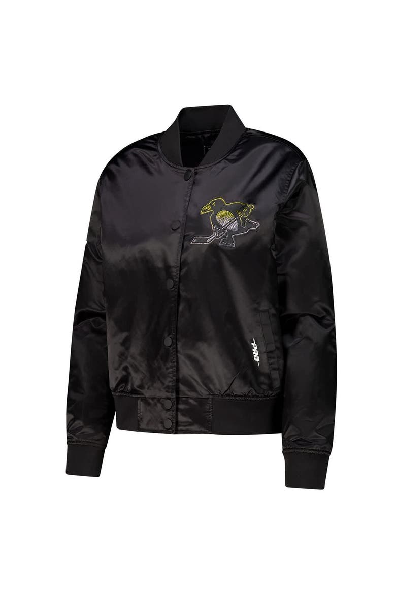Women's Pro Standard  Black Pittsburgh Penguins Rhinestone Jewels Satin Full-Snap Jacket, Alternate, color, Black