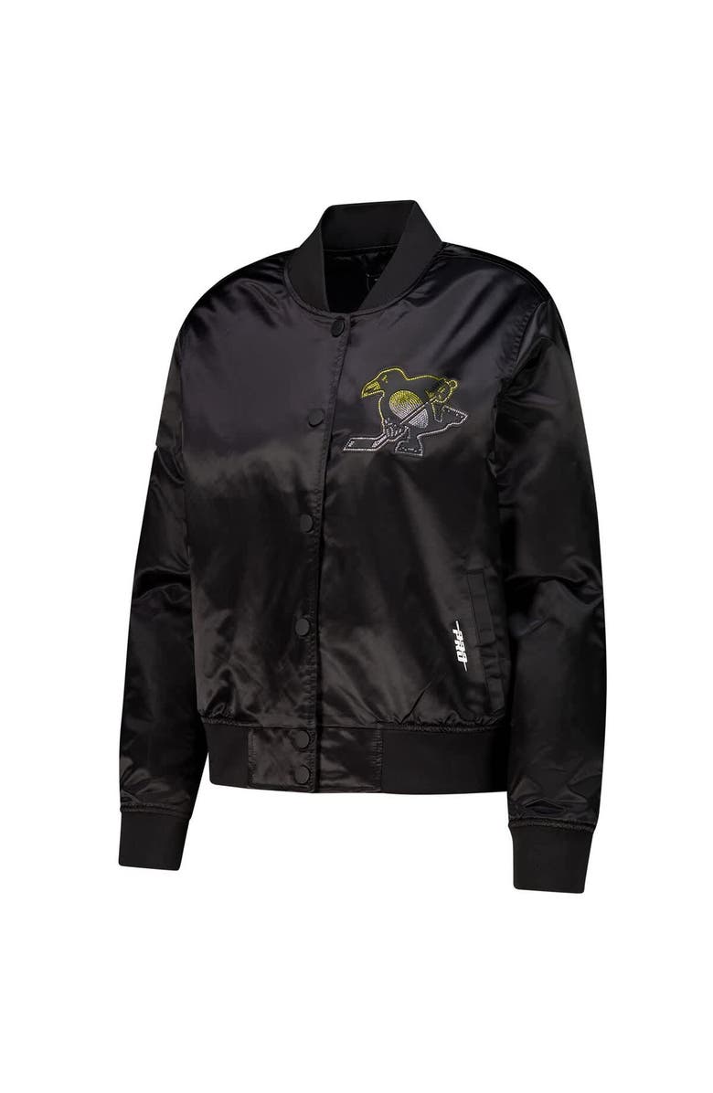 PRO STANDARD Women's Pro Standard  Black Pittsburgh Penguins Rhinestone Jewels Satin Full-Snap Jacket, Alternate, color, Black
