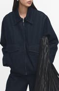 MANGO Denim Jacket with Faux Fur Collar