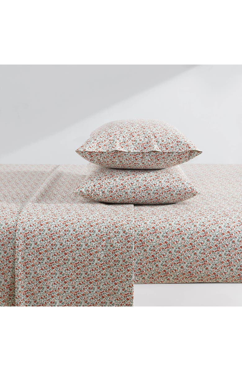 Laura Ashley Emogene Floral Print Cotton Sheet Set, Alternate, color, Orange