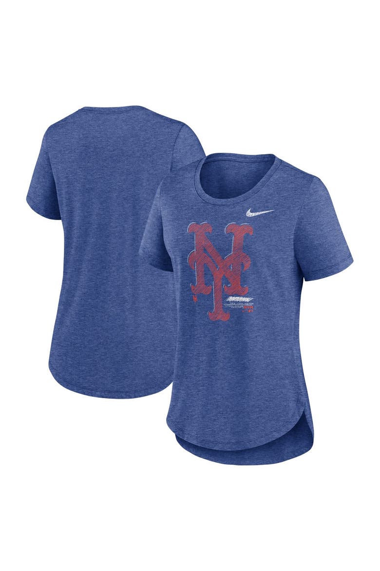Women's Nike Heather Royal New York Mets Touch Tri-Blend T-Shirt, Main, color, Heather Royal