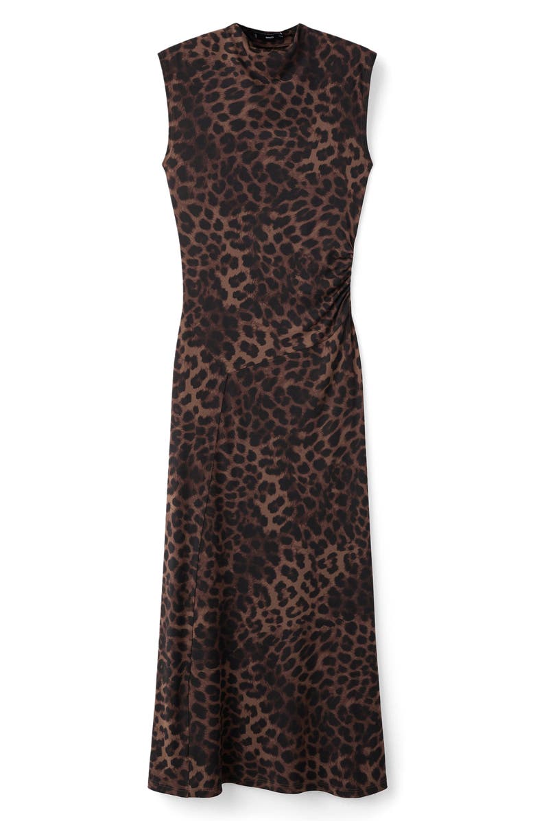 MANGO Leopard Sleeveless Maxi Dress, Main, color, Brown