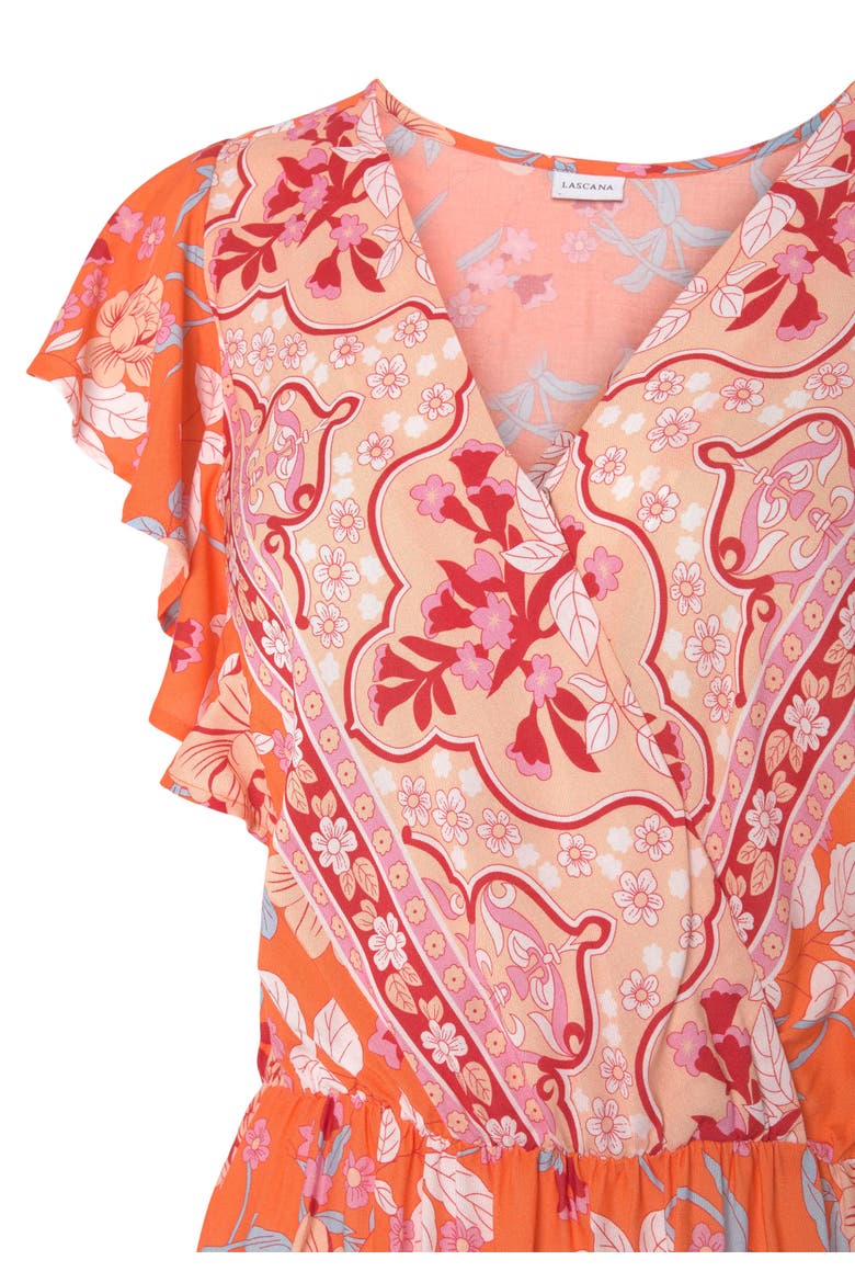 Floral V-Neck Maxi Dress, Alternate, color, Orange Multi