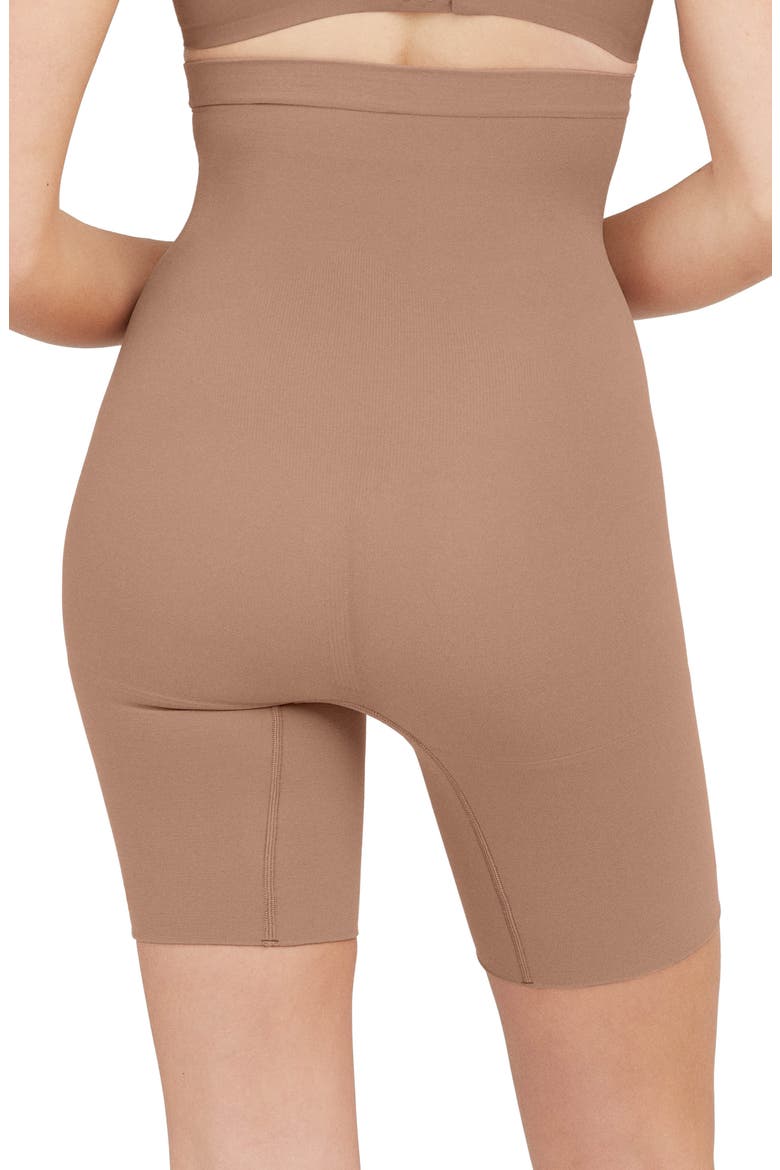 High Waist Shaping Shorts, Alternate, color, CAFE AU LAIT