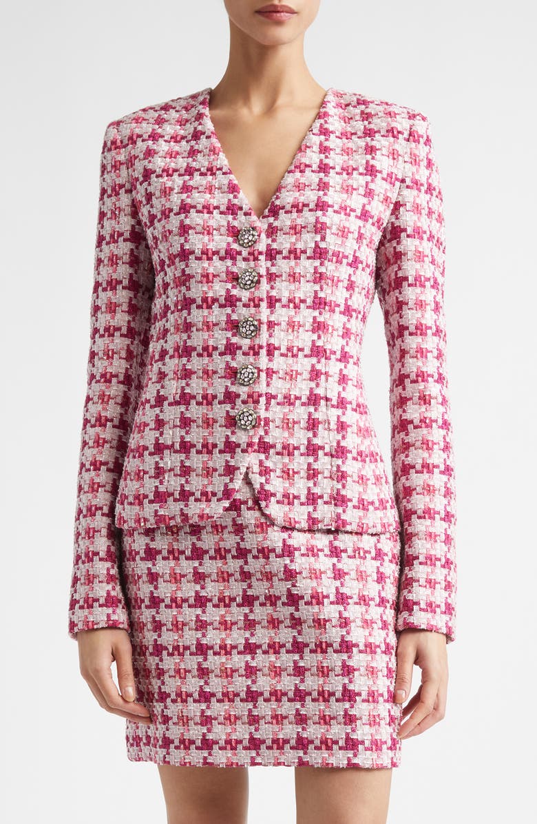 ST. JOHN Suzy Ritz Tweed Jacket, Main, color, Peony / Magenta Metallic Multi
