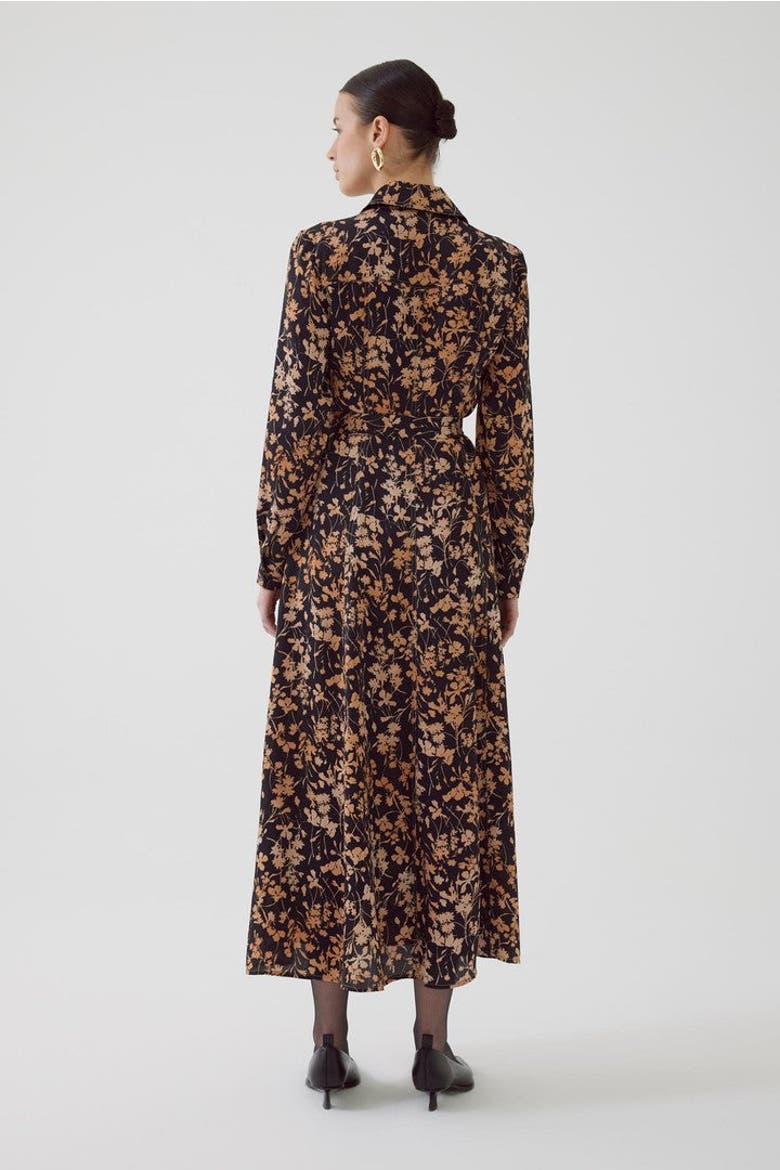 Floral Print Regular Maxi Dress, Alternate, color, BLACK-CAMEL