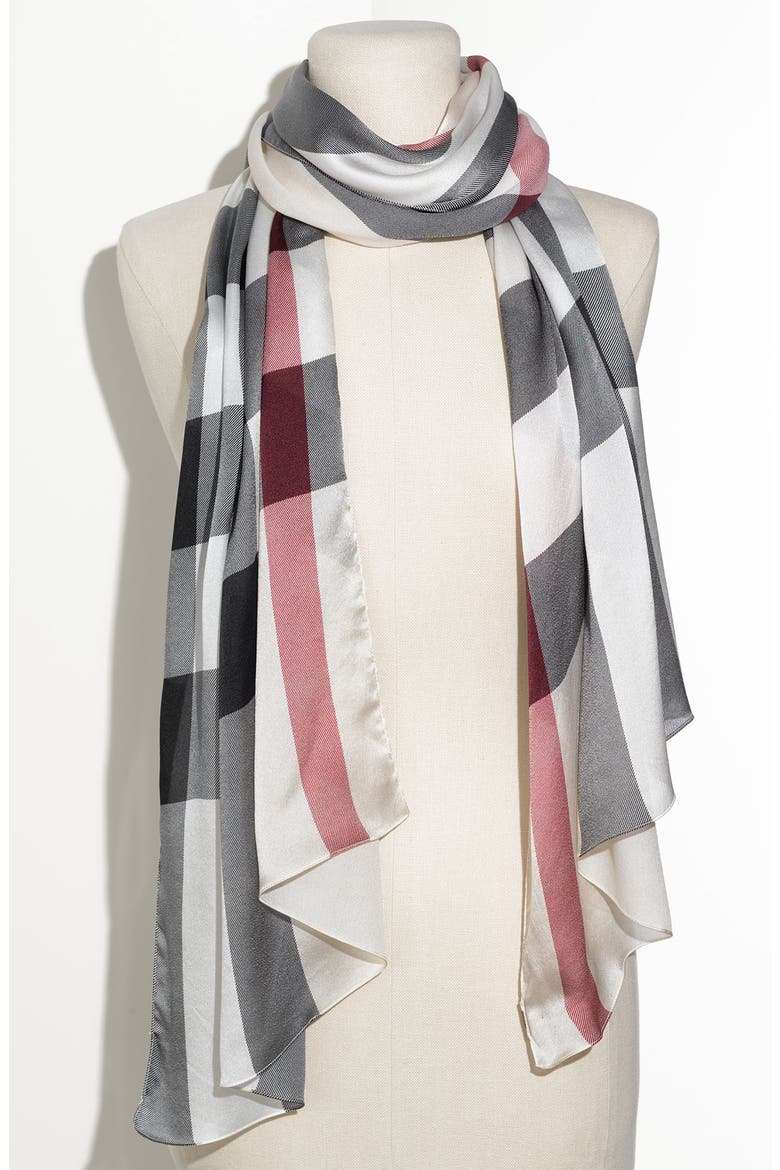 Check Print Silk Scarf, Main, color, TRENCH CHECK